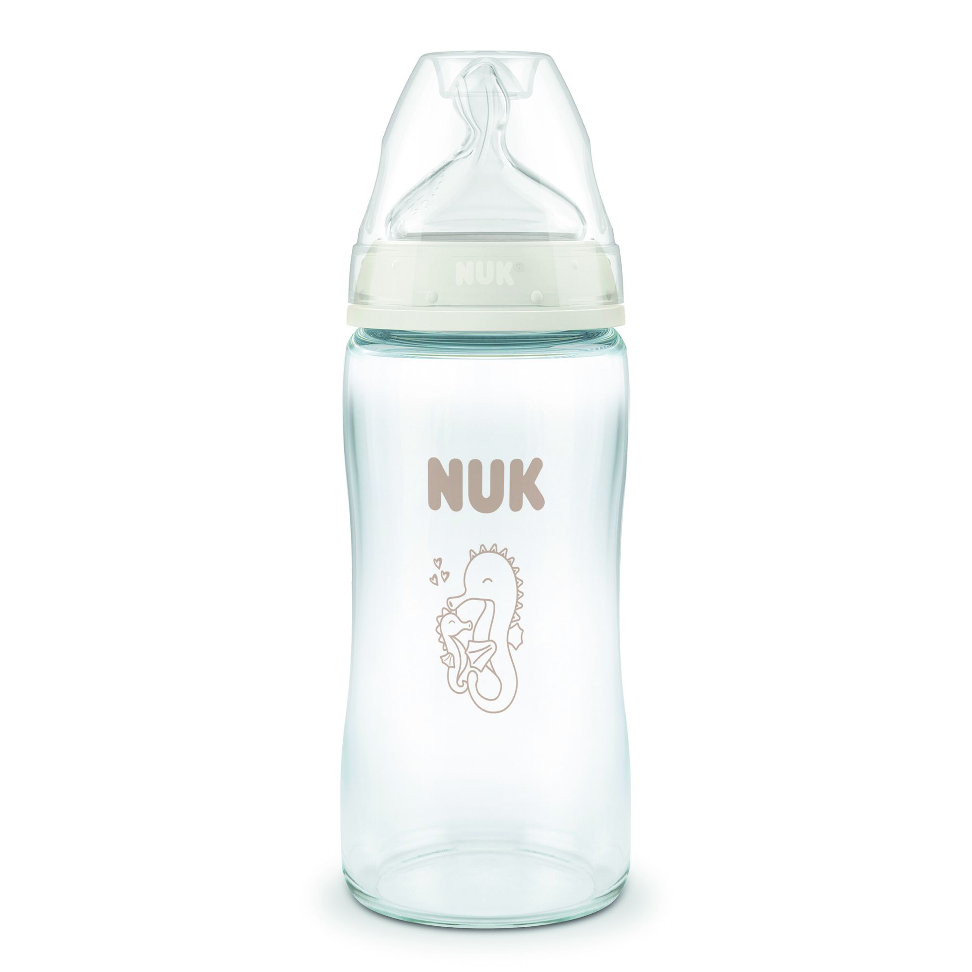 Biberon First Choice+ verre 240 ml silicone 3m+ M Hippocampe - Nuk, NUK