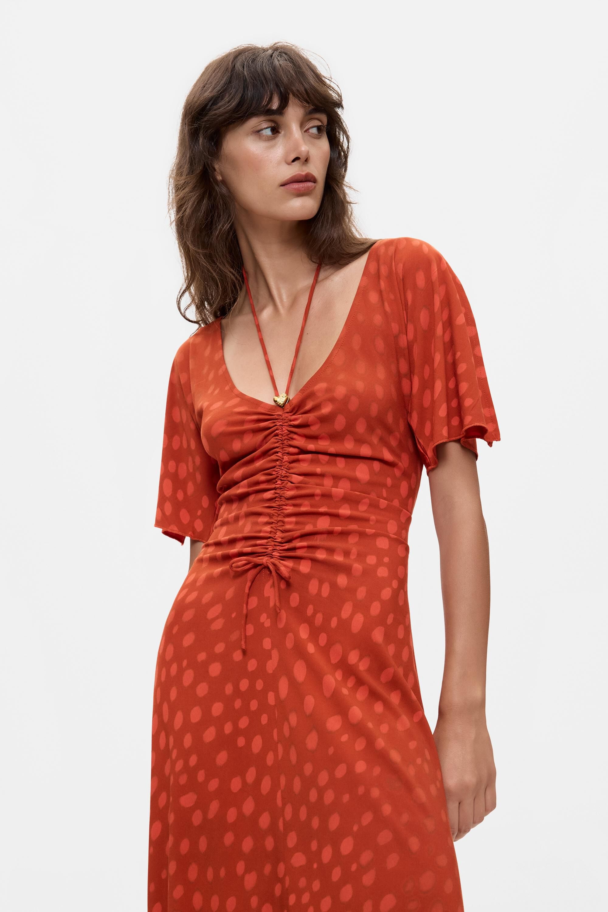Robe midi à décolleté en V, DESIGUAL