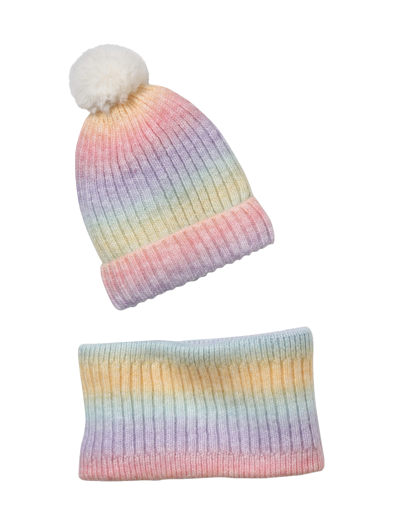 Ensemble bonnet et snood arc-en-ciel, VERTBAUDET