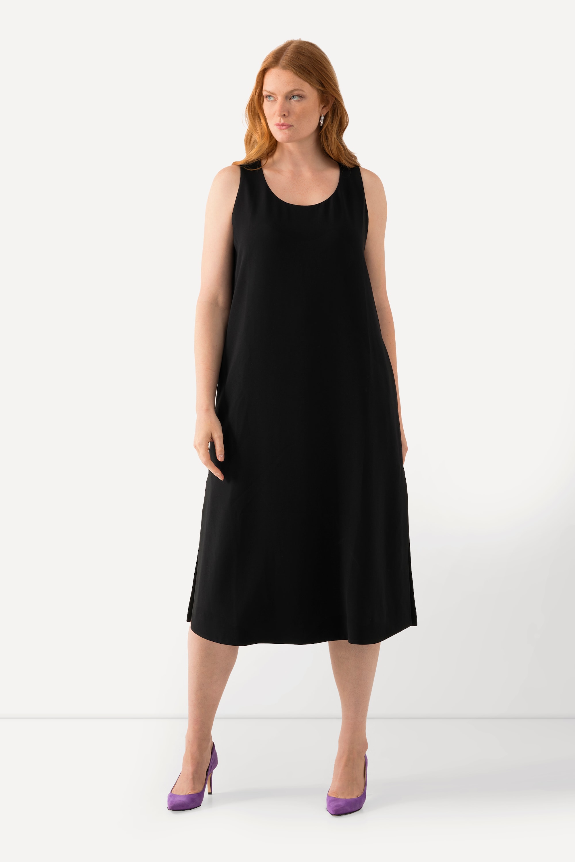 Robe midi en acétate, décolleté rond, ULLA POPKEN