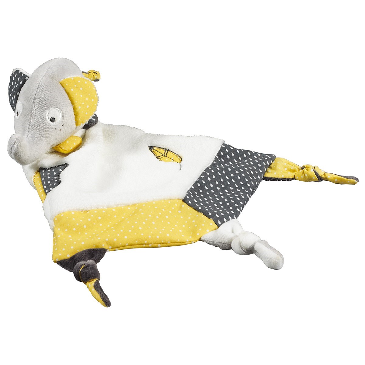 Doudou mouchoir Eléphant en velours, SAUTHON