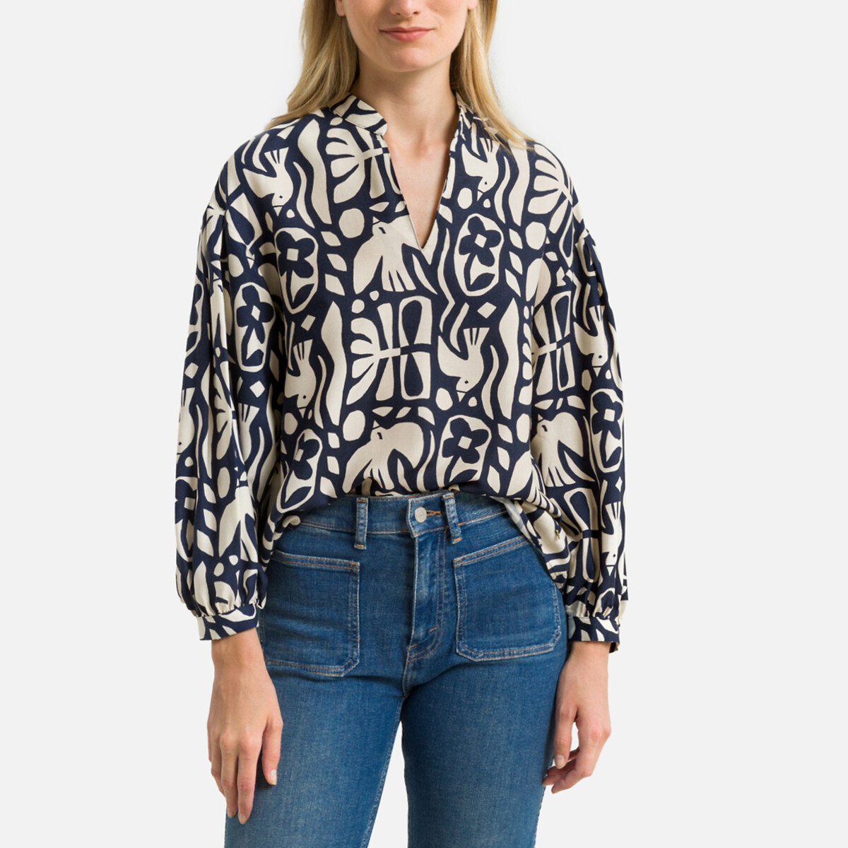 Toiny Graphic Print Blouse with Long Sleeves
