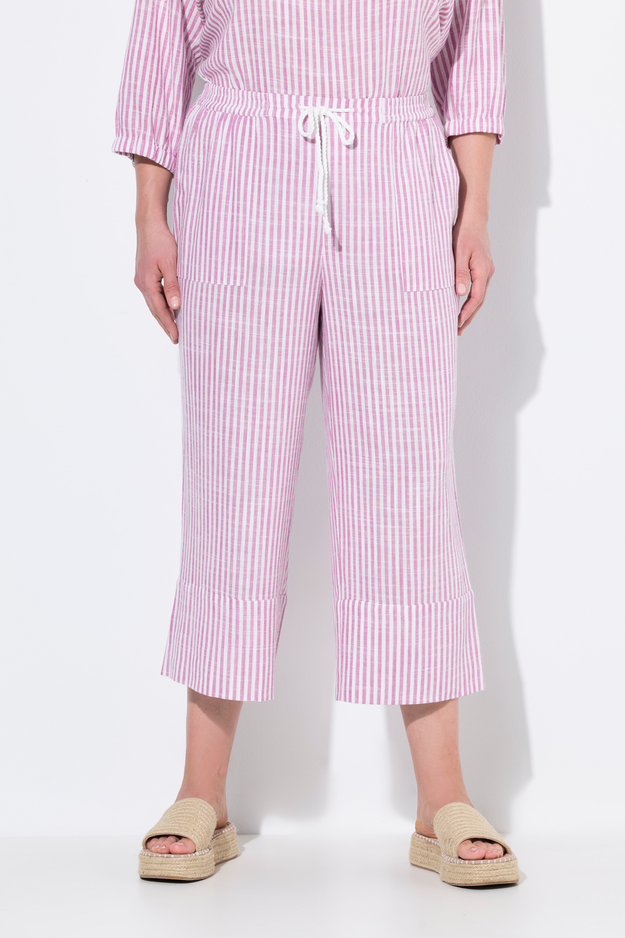 Jupe-culotte Rose en lin mélangé à fines, ULLA POPKEN
