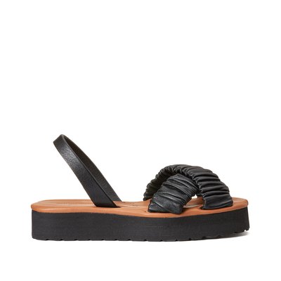 Sandálias com plataforma, em pele, Avarca Illueca MINORQUINES
