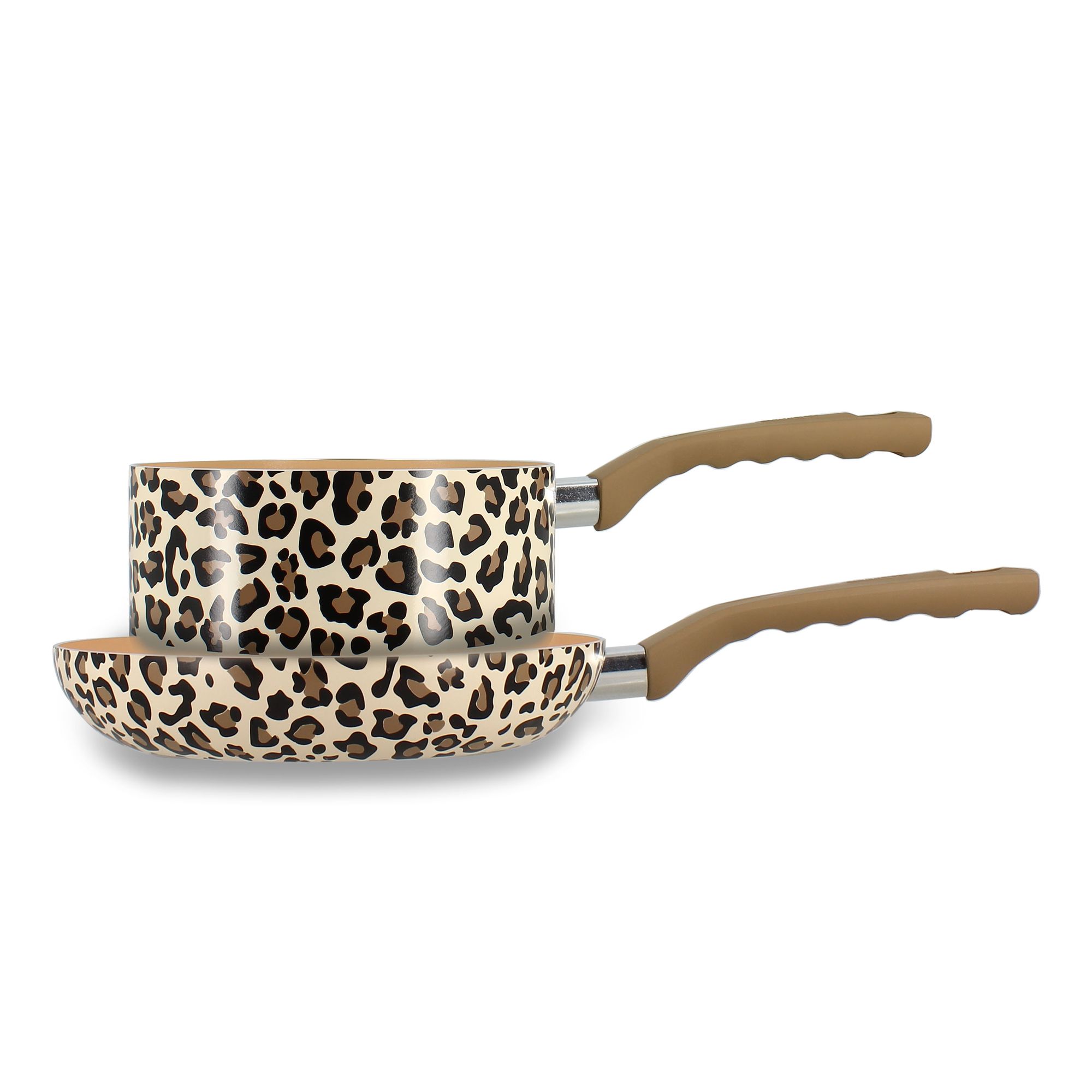 Set 1 poêle 24cm et 1 casserole 18cm en aluminium, LEOPARD, MENASTYL
