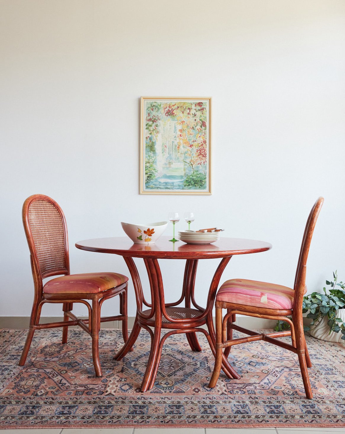 Table à manger en rotin Romy N°1430 - Bon état, DEBONGOUT