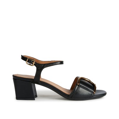 New Eraklia Breathable Sandals in Leather with Block Heel GEOX
