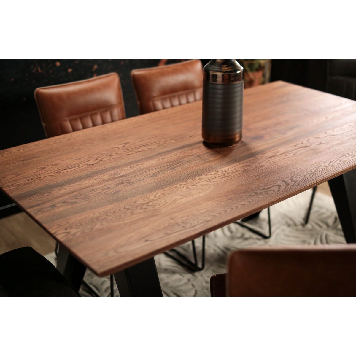 Table ronde extensible en chêne brun 140 cm PALERME