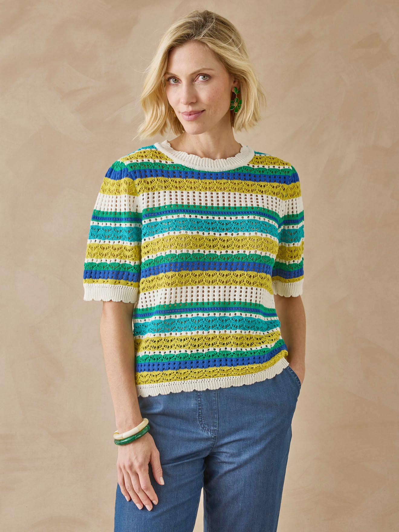 Pull rayé manches au coude, DAXON