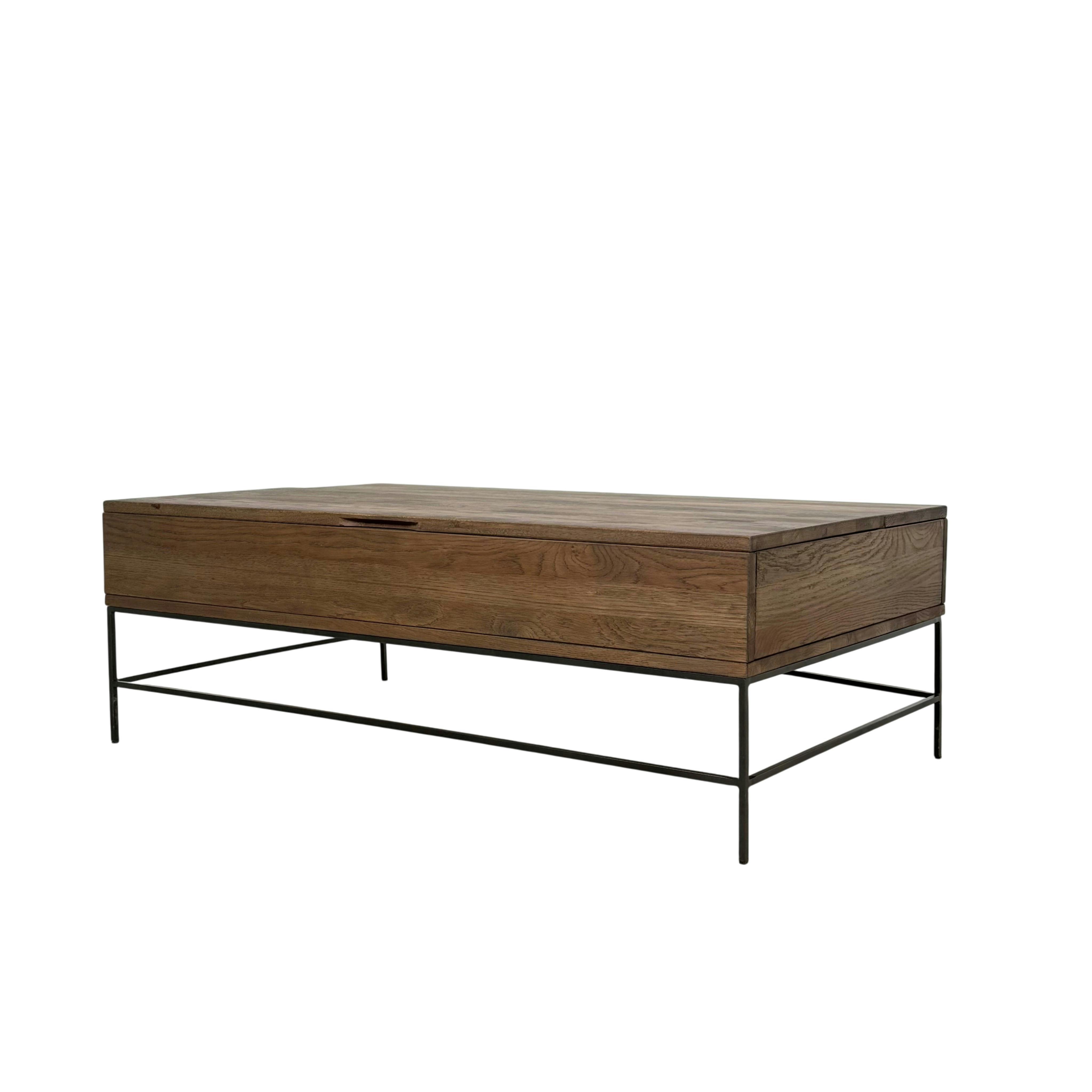 Table basse relevable en bois massif et métal avec rangement style industriel contemporain HUDSON, PIER IMPORT