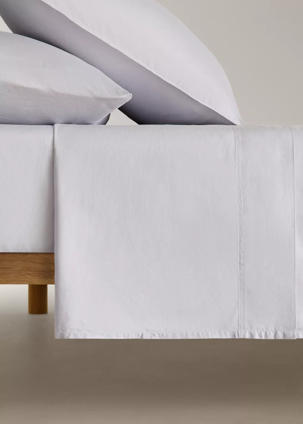 Drap plat en satin double surpiqûre Lit 90 cm, MANGO HOME