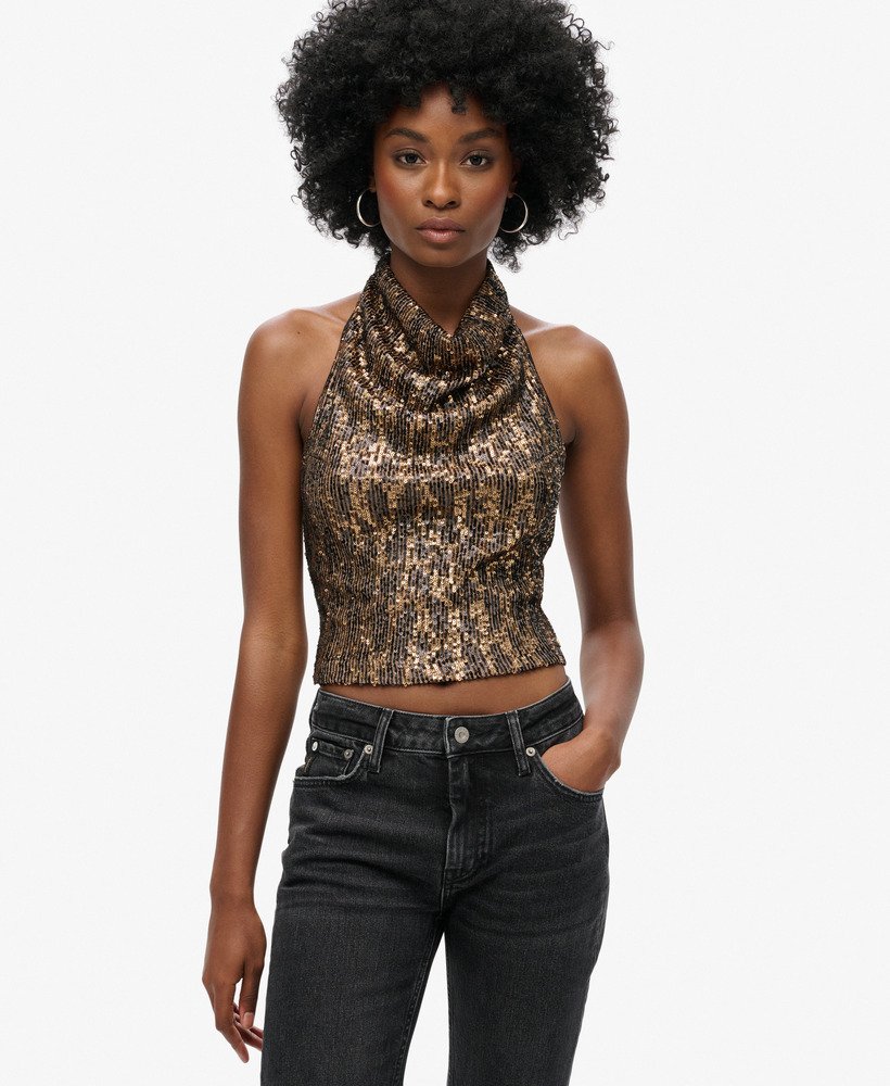 Top à Sequins Col Bénitier, SUPERDRY
