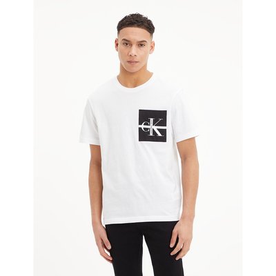 Stripe Colour Block T-Shirt with Logo Print and Crew Neck in Cotton CALVIN KLEIN JEANS