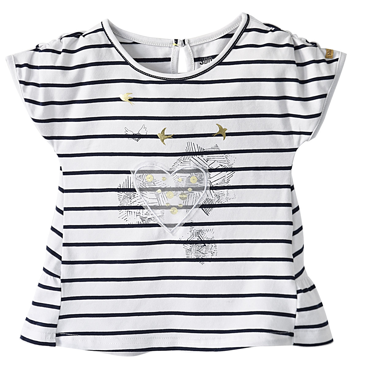 T-shirt blanc raye fille les grands de sucre d'orge, SUCRE D'ORGE