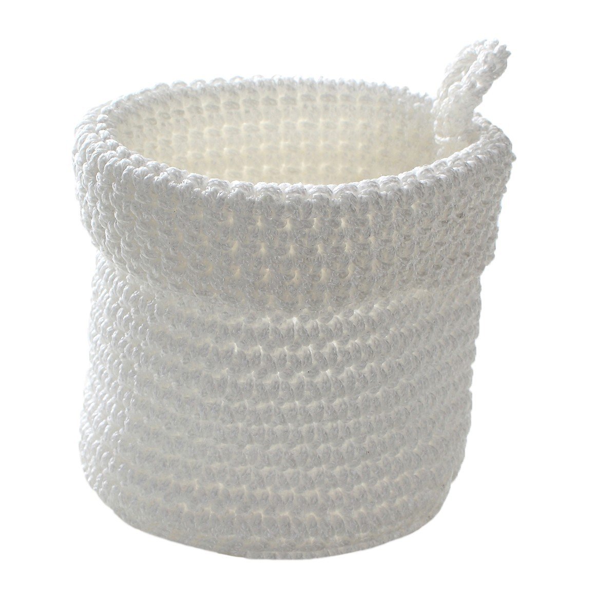 Panier rond maille crochet blanc 12x10cm, CALICOSY