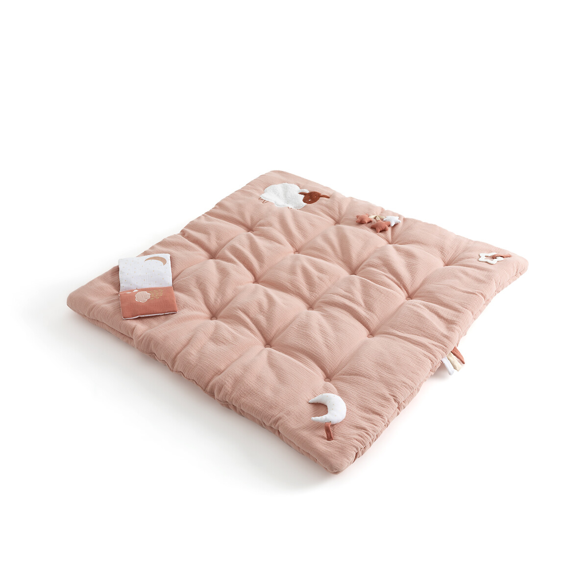 Tapis d'éveil en gaze de coton - rose moyen uni avec decor, Jouet