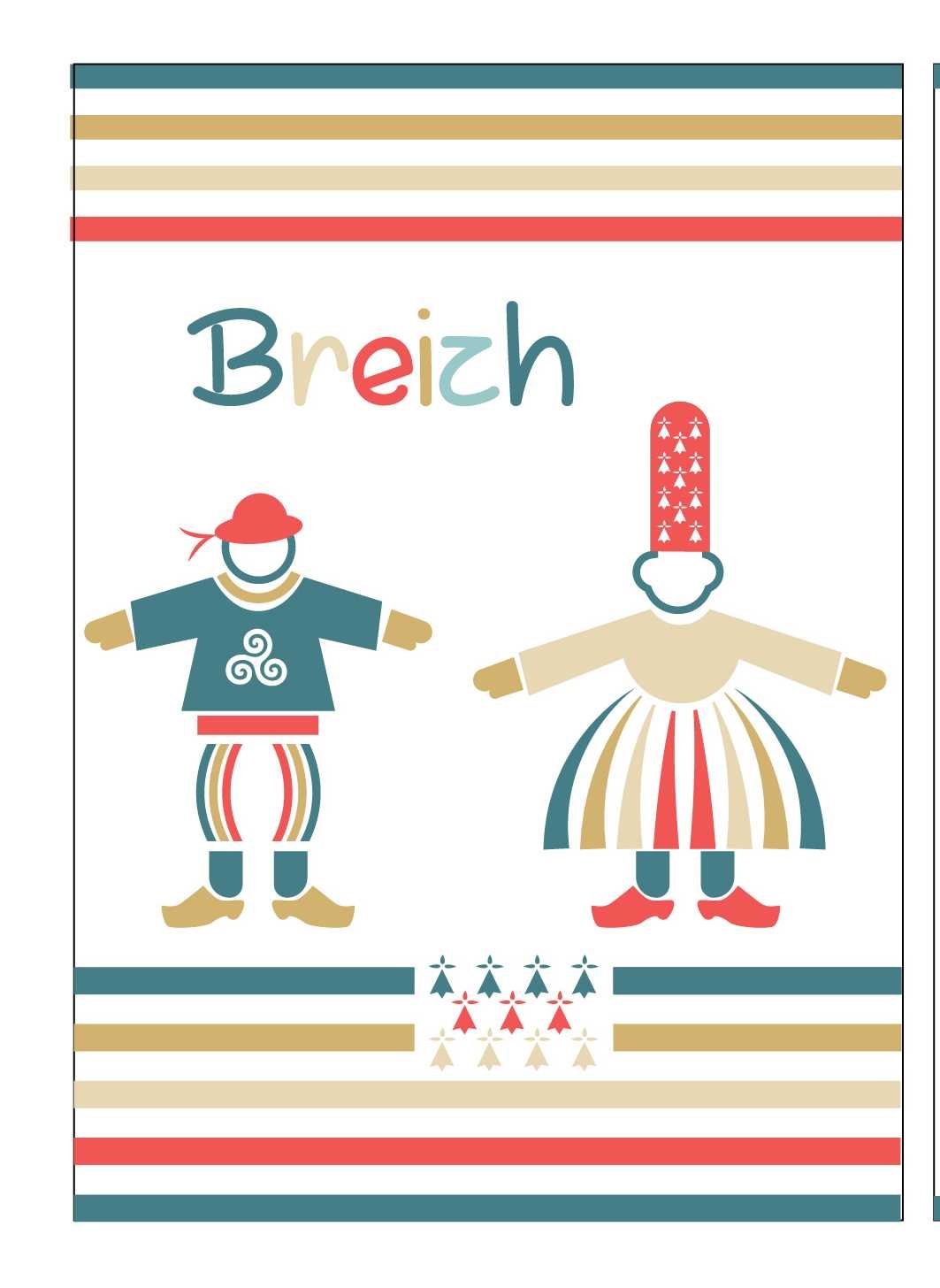 Lot de 2 torchon Couple de bigouden, EDEN