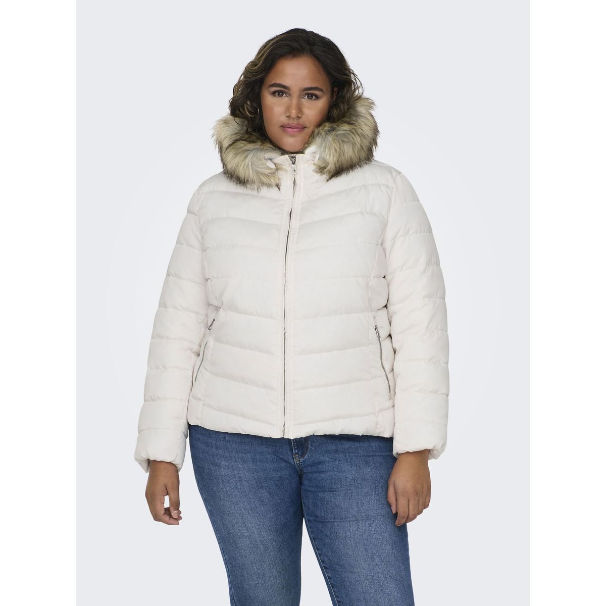 Veste jean best sale fourrure blanche femme