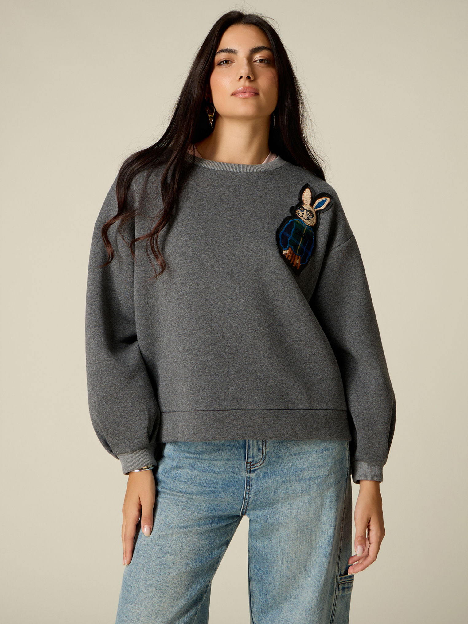Sweat-shirt ras du cou avec patch, OLTRE