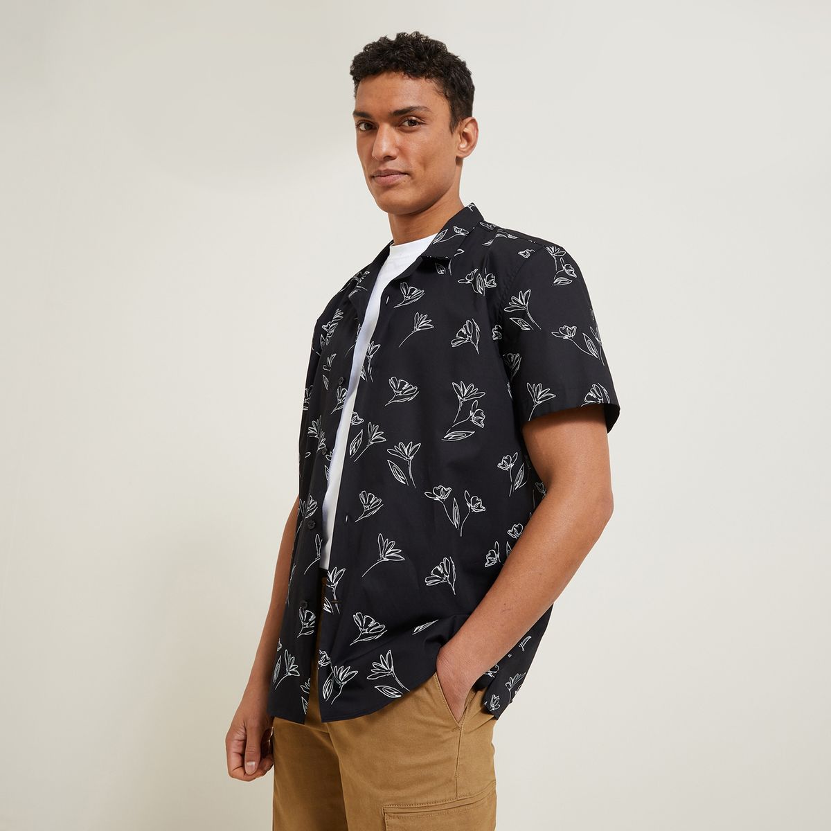 Chemise manche outlet courte homme fleur