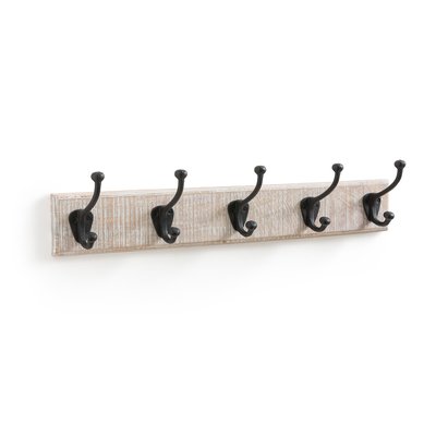 Logas Solid Mango Wood Coat Rack with 5 Metal Double Hooks SO'HOME