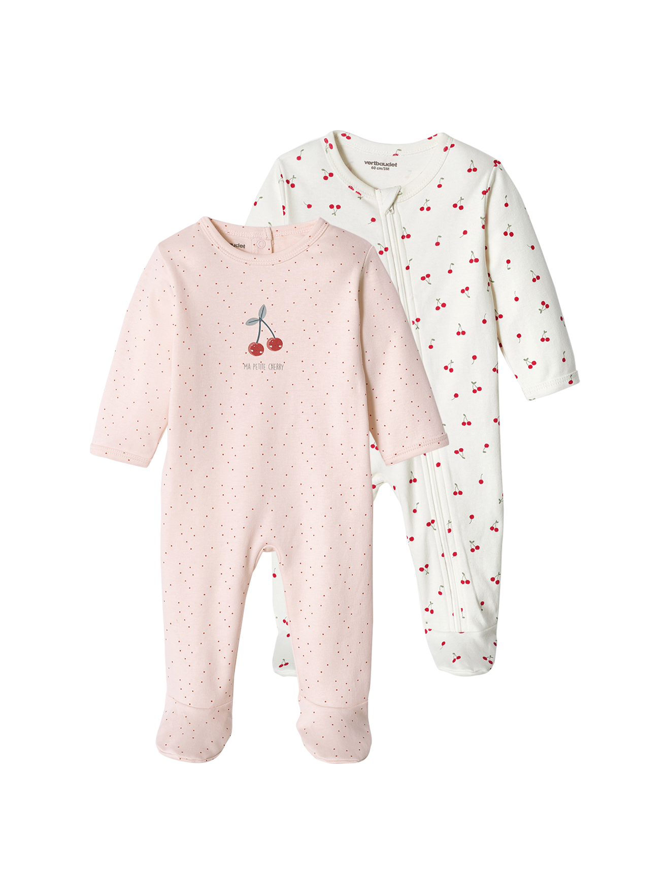 Lot de 2 dors-bien "cerise" interlock, VERTBAUDET