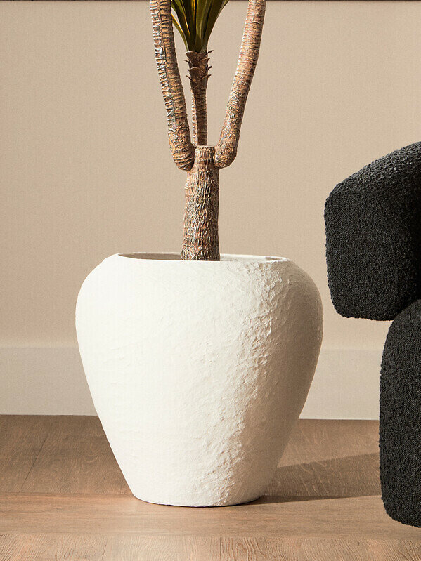 Large Cotton Mache Planter in White, FIFTY FIVE SOUTH