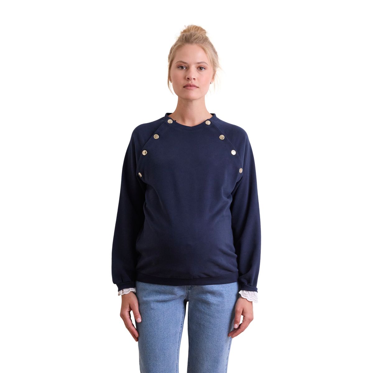 Sweat Molleton Grossesse Et Allaitement Vertbaudet - Marine, Taille 42/44 - 3