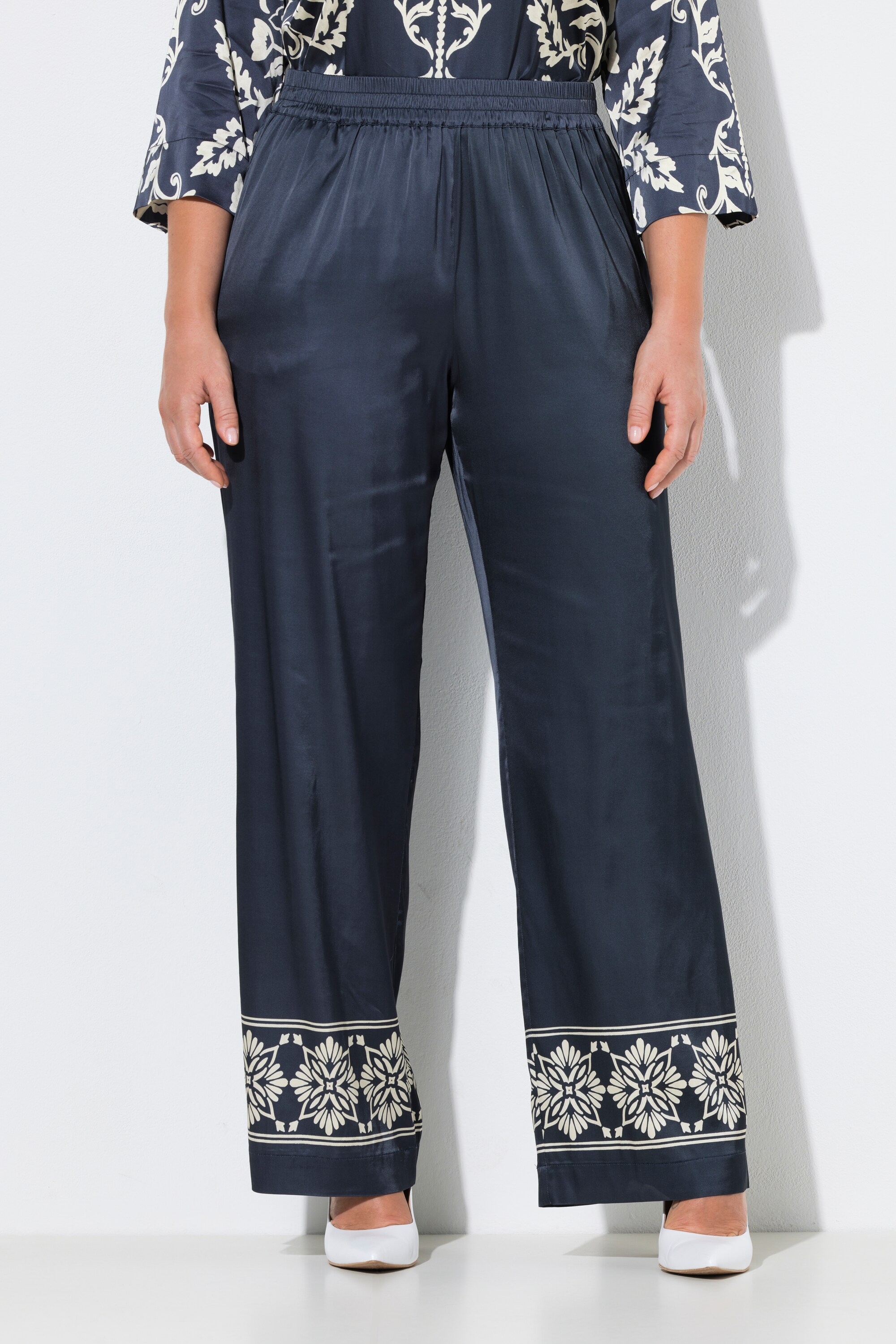 Pantalon en satin à taille élastique, ULLA POPKEN