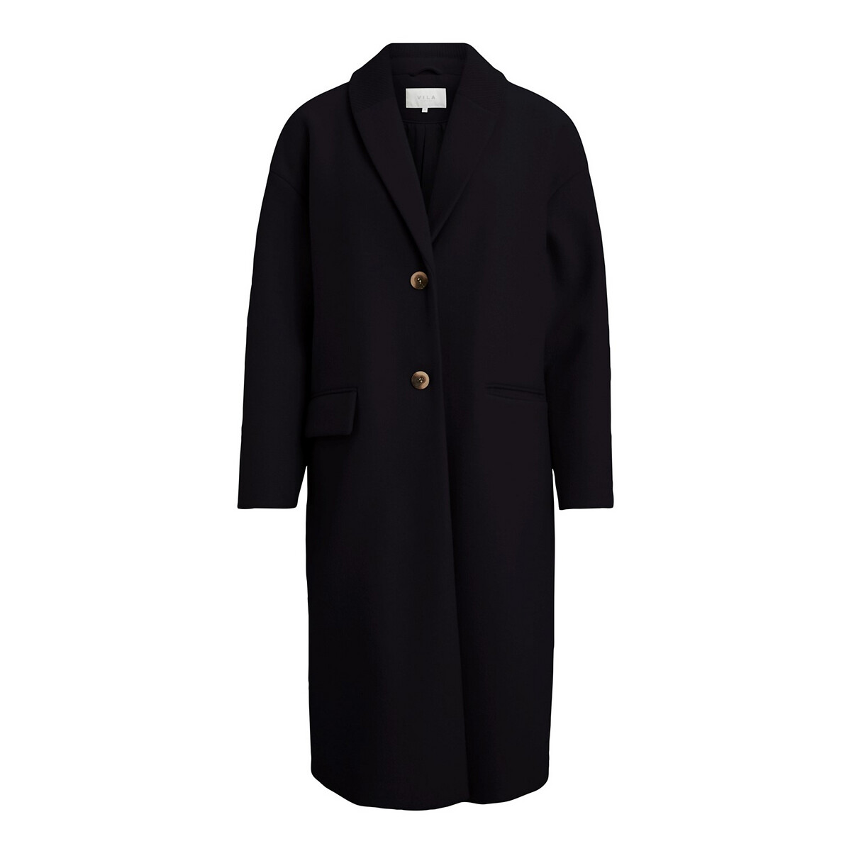 Single-breasted buttoned coat , black, Vila | La Redoute