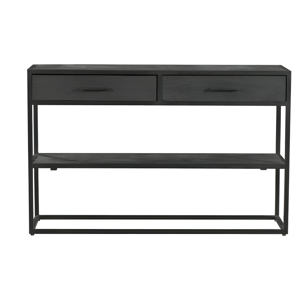 Console d'entrée en bois noir 2 tiroirs motif chevron ALVERA, PIER IMPORT