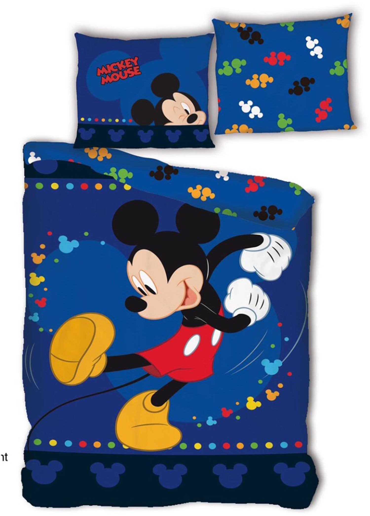 Parure De Lit Bébé Mickey Mouse - 100x135cm - Coton - Réversible - License Officielle