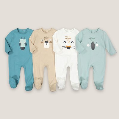 Pack of 4 Sleepsuits in Cotton LA REDOUTE COLLECTIONS