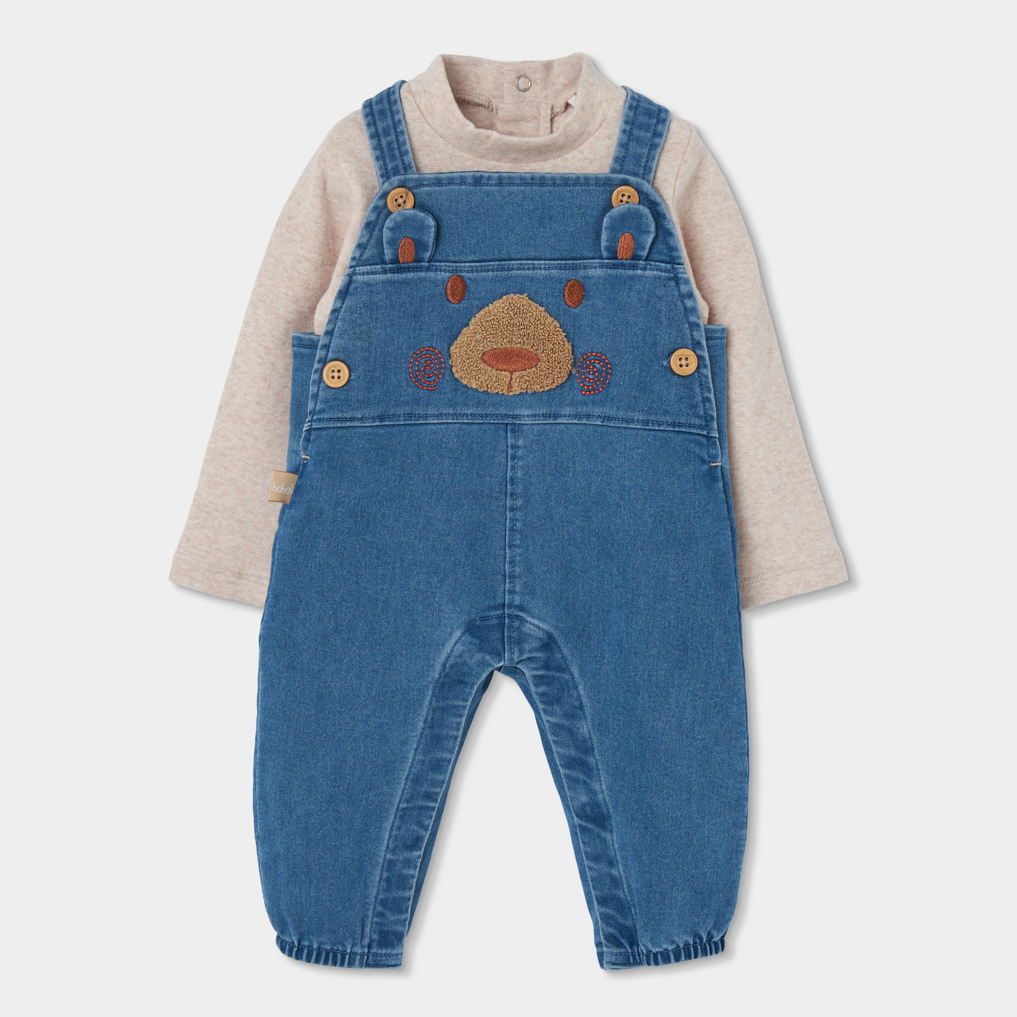 Ensemble bébé garçon denim brodé d'ours, BOBOLI