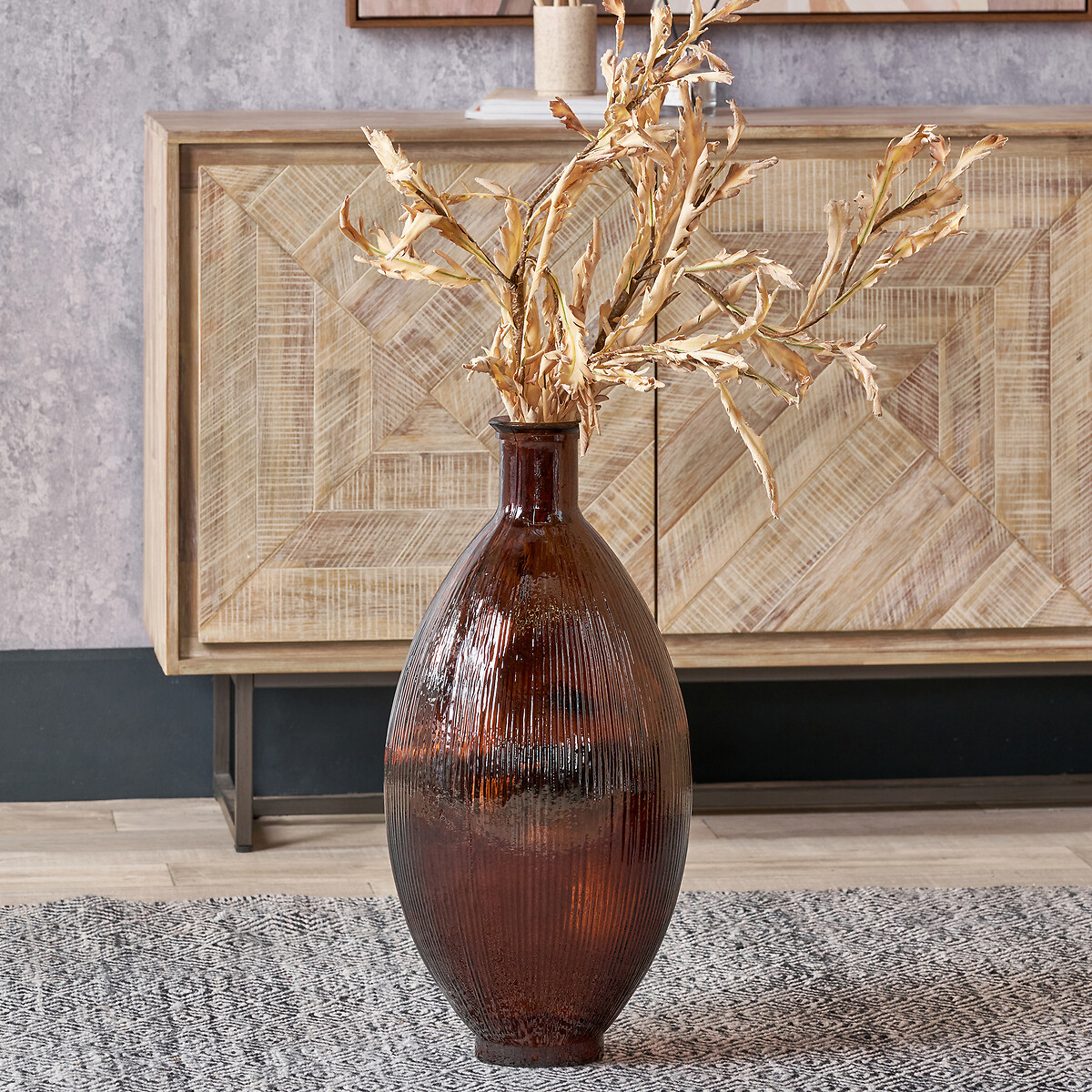 59cm Tall Dimpled Recycled Glass Vase, ÉDITÉ