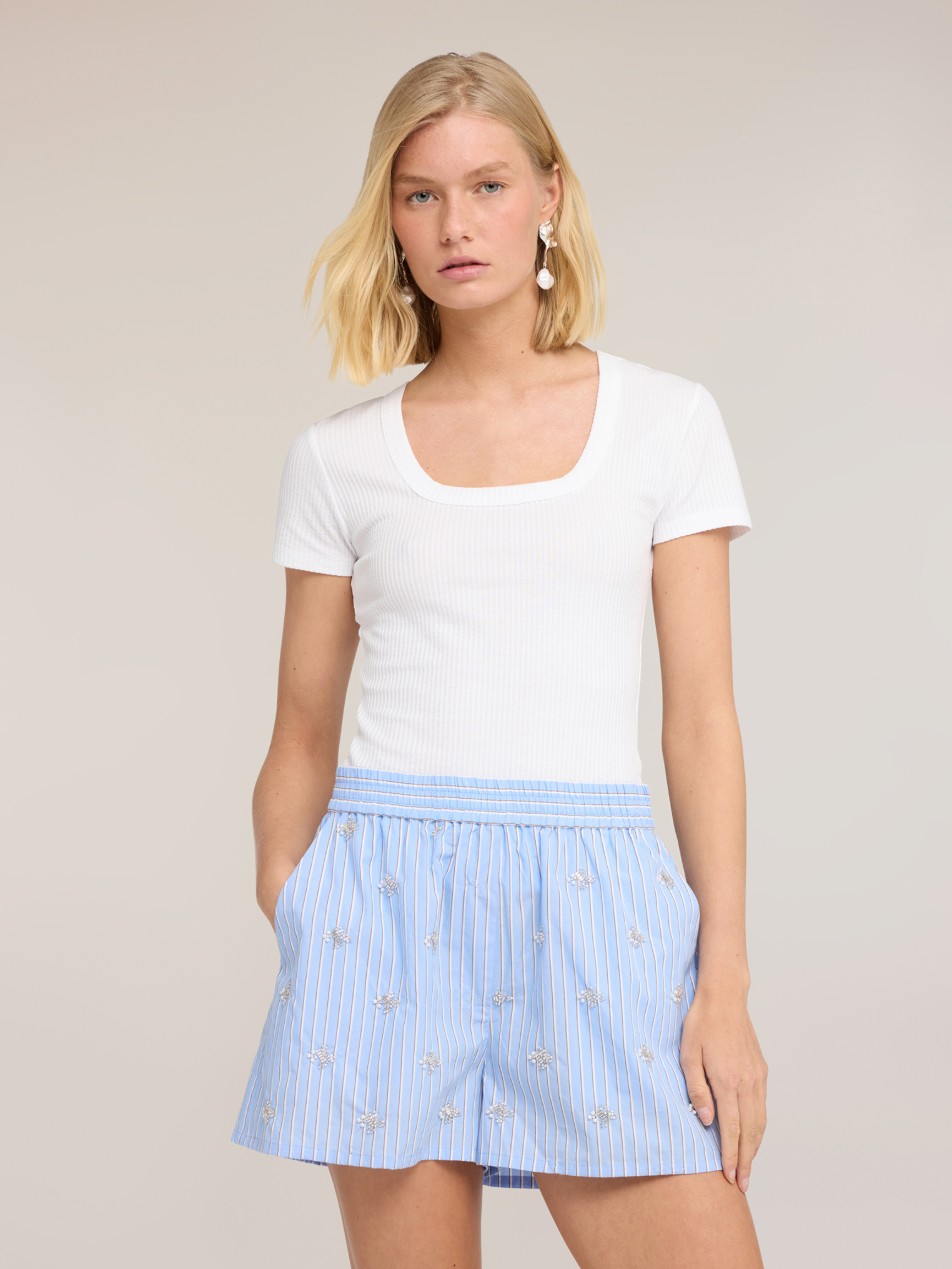 T-shirt côtelé avec découpes, MOTIVI