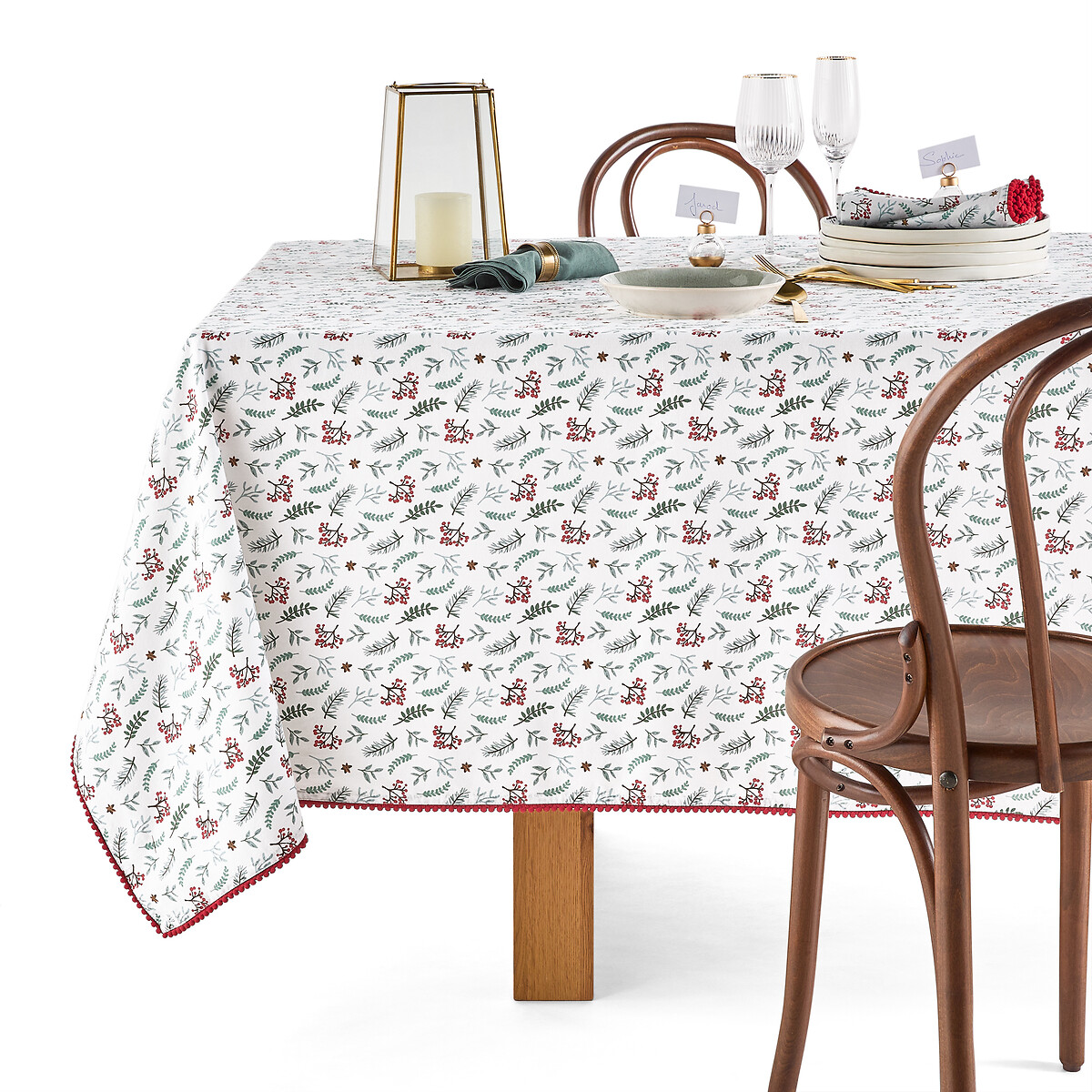 Winter Berry Festive 100% Washed Cotton Tablecloth