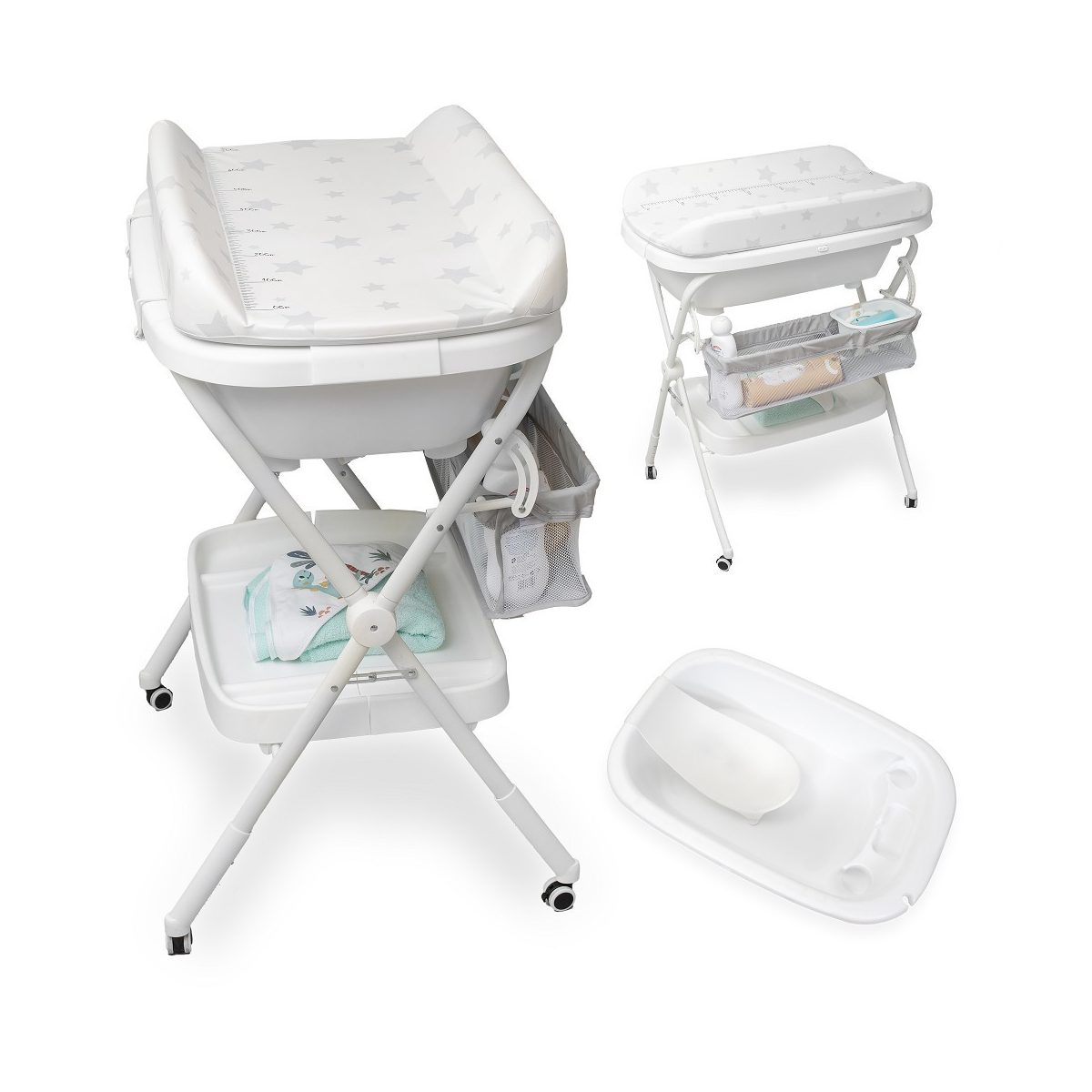 Baignoire bébé multifonction - plan à langer et transat, motif étoiles, INTERBABY
