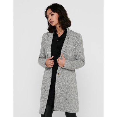 Mid-Length Straight Coat in Cotton Mix with Tailored Collar ONLY