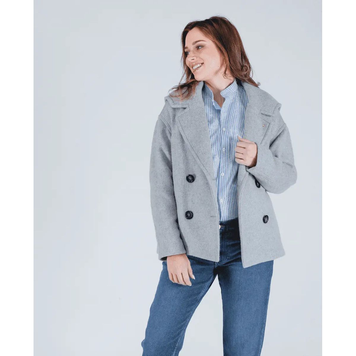 Caban gris outlet femme