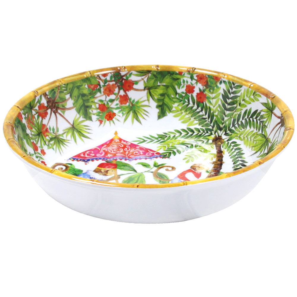 Grande assiette creuse Singes de Bali 23 cm, LES JARDINS DE LA COMTESSE