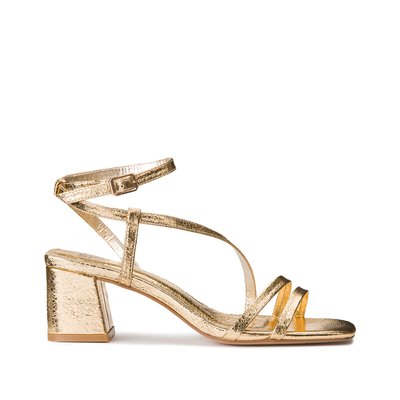 Metallic Ankle Strap Sandals with Heel LA REDOUTE COLLECTIONS