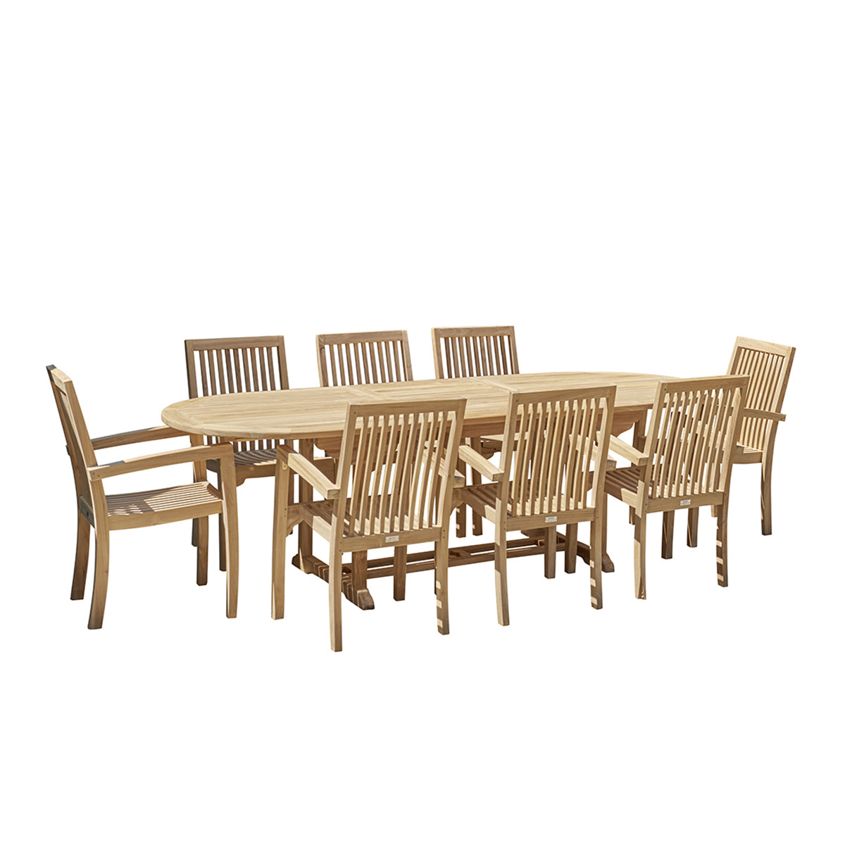 Salon de jardin en teck massif extensible 8/10 places MIDLAND, BERAH GETAH