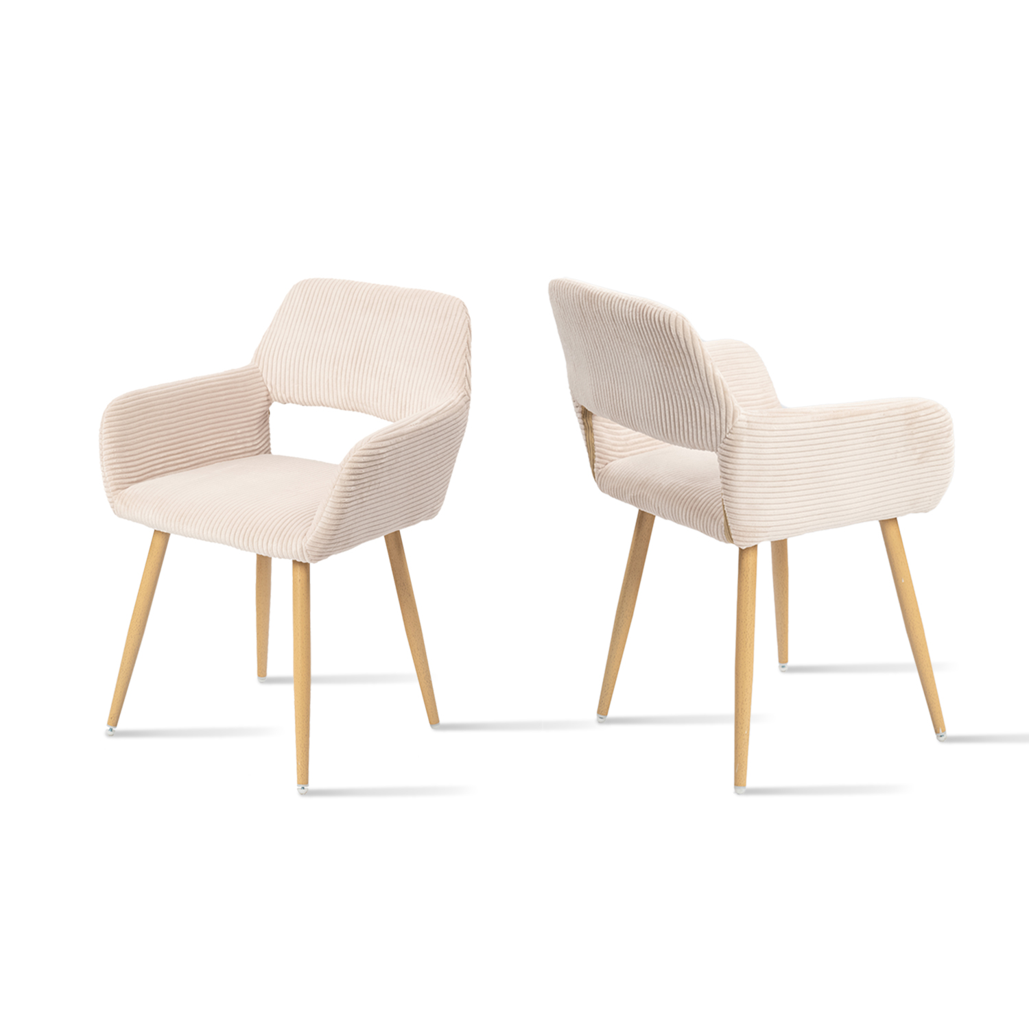 Lot de 2 chaises de salle à manger velours côtelé scandinave, CROMWELL, MEUBLES COSY