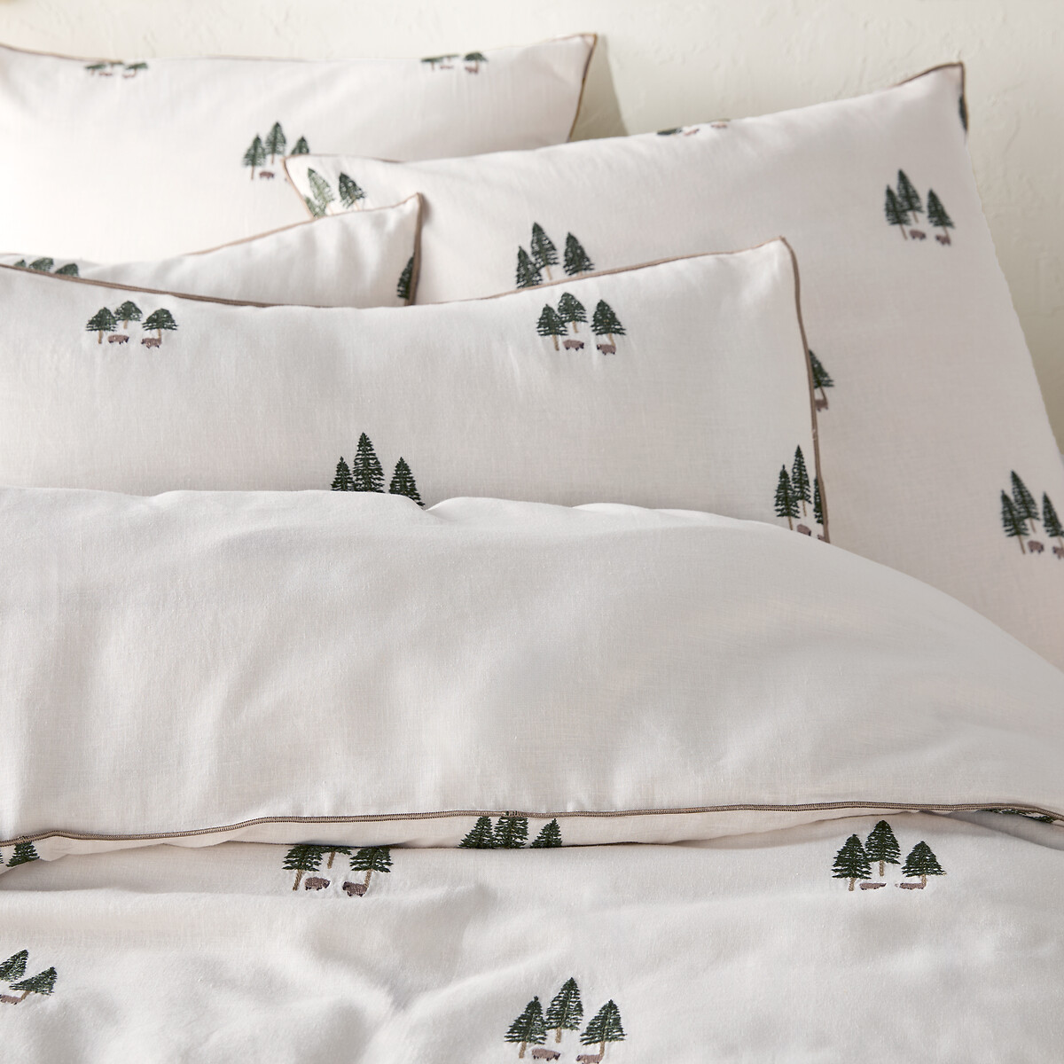 Set Copripiumino King Size In Cotone Lavato | Verde Fumo | Effetto Stropicciato | 3 Pezzi