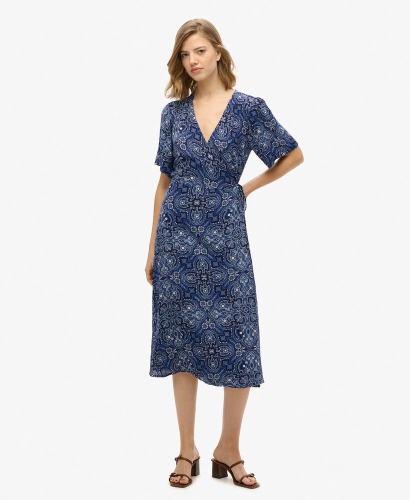 Robe Midi Portefeuille Imprimée, SUPERDRY