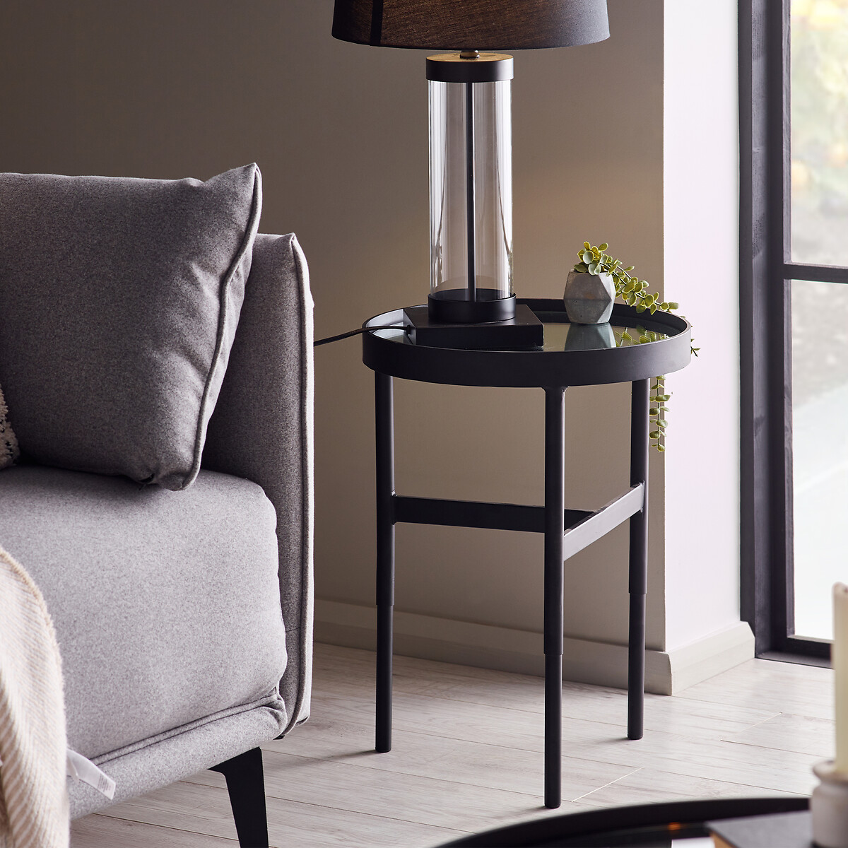 Lennie Mirror Glass Side Table, SO'HOME