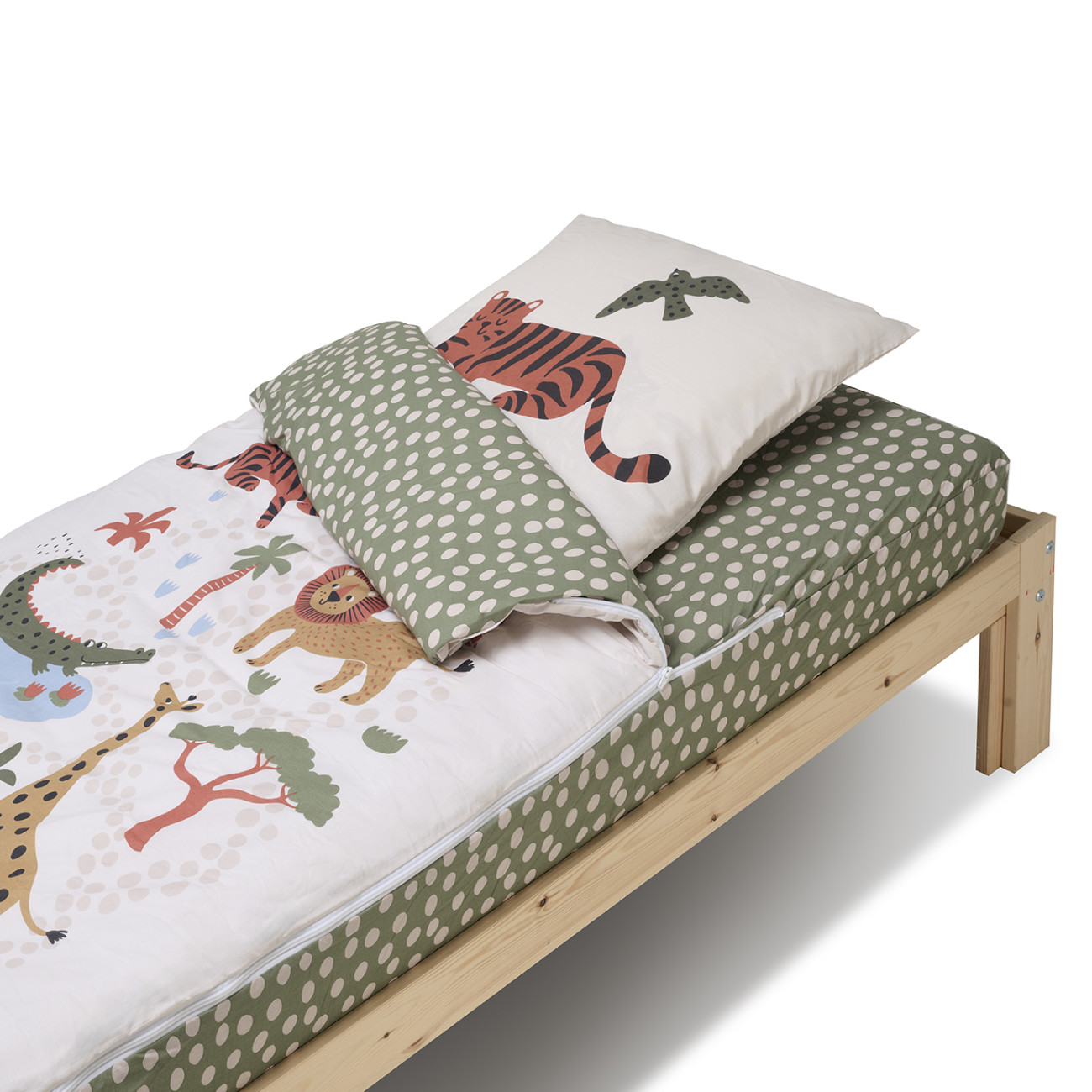Caradou® avec couette Jungle Parure de lit enfant, BLEU CALIN