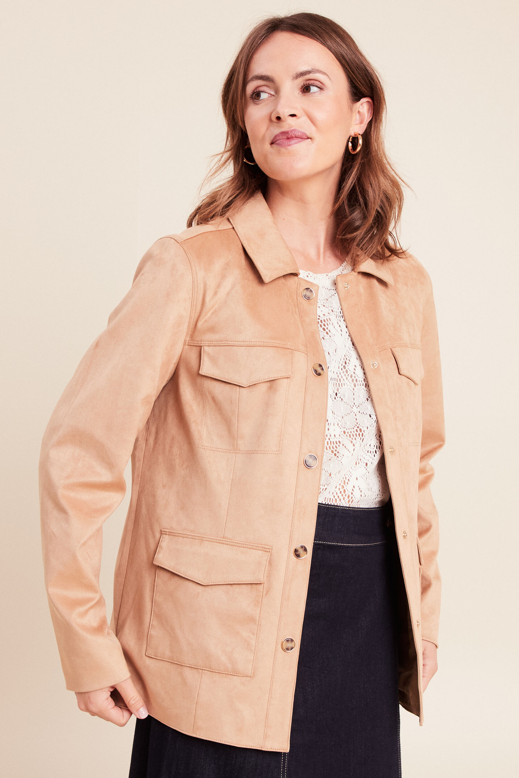 Veste droite longue aspect daim, BREAL