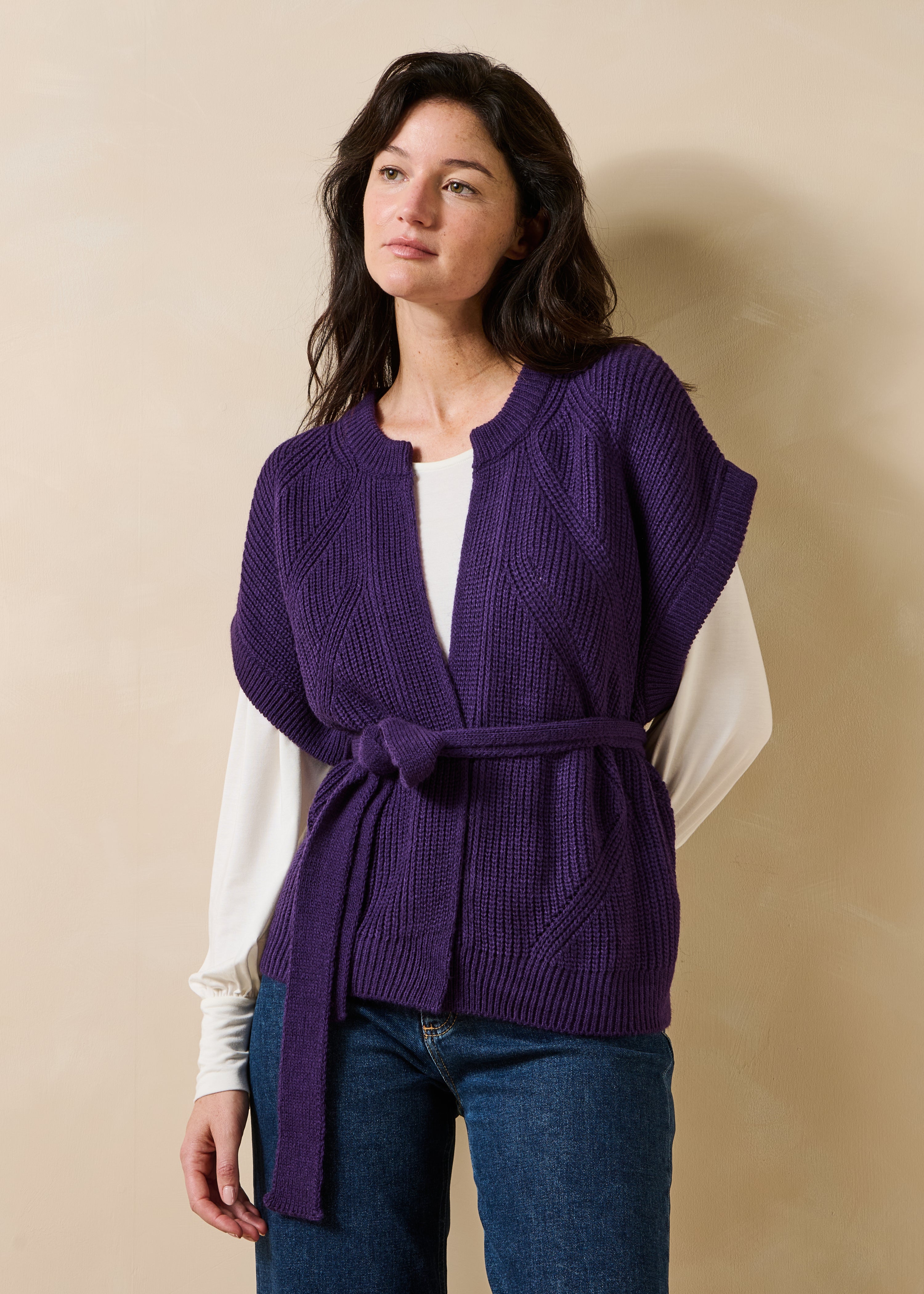 Gilet manches courtes col rond, LA FEE MARABOUTEE